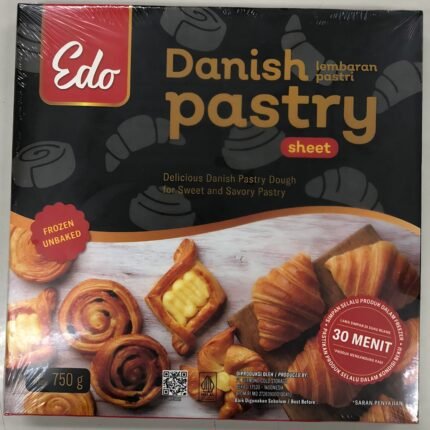 Premium Frozen Danish Pastry Sheets 12 x 750g – Ready-to-Bake Butter Laminated Dough for Danish & Viennoiserie